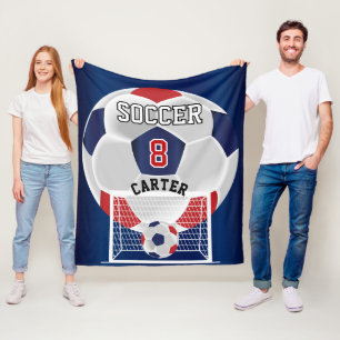 Fußball - Rot, Weiß und Blau Fleecedecke