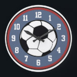 Fußball rot weiß und blau große wanduhr<br><div class="desc">Coole Fußball-Wanduhr in Rot,  Weiß und Blau</div>