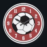 Fußball rot weiß und schwarz große wanduhr<br><div class="desc">Coole Fußball-Wanduhr in Rot,  Weiß und Schwarz</div>
