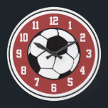 Fußball rot weiß und schwarz große wanduhr<br><div class="desc">Coole Fußball-Wanduhr in Rot,  Weiß und Schwarz</div>