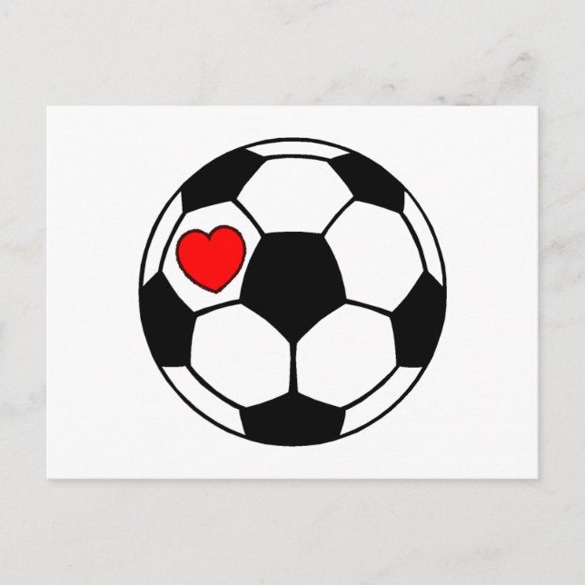 Fußball (Rotes Herz) Postkarte (Vorderseite)