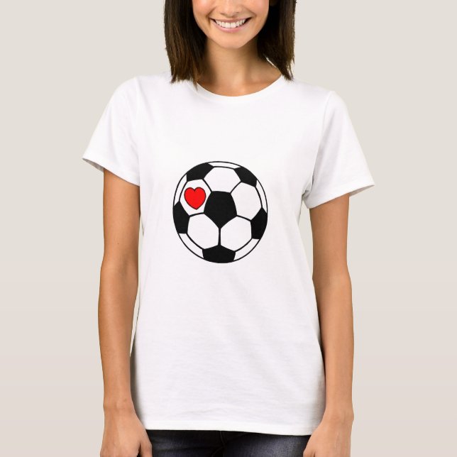 Fußball (Rotes Herz) T-Shirt (Vorderseite)