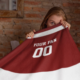 Fußball-rotes u. weißes personalisiertes fleecedecke