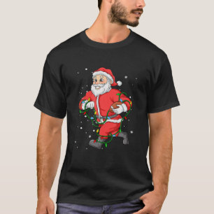 Fußball Santa Claus Weihnachtsbaum Lichter Pajama T-Shirt