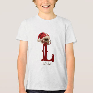 Fußball Santa Hut Monogramm Name Weihnachten Tri-Blend Shirt
