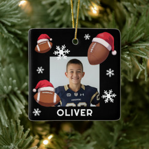 Fußball Santa Hut Name Foto Weihnachten Keramikornament