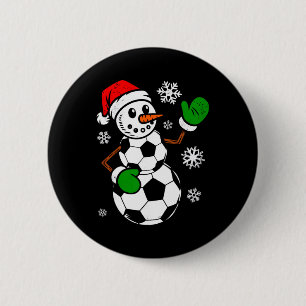 Fußball Santa Hut Schneemann Weihnachten Lustiger Button
