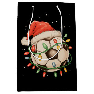 Fußball Santa Hut Weihnachten Xmas Sport Feiertag Mittlere Geschenktüte