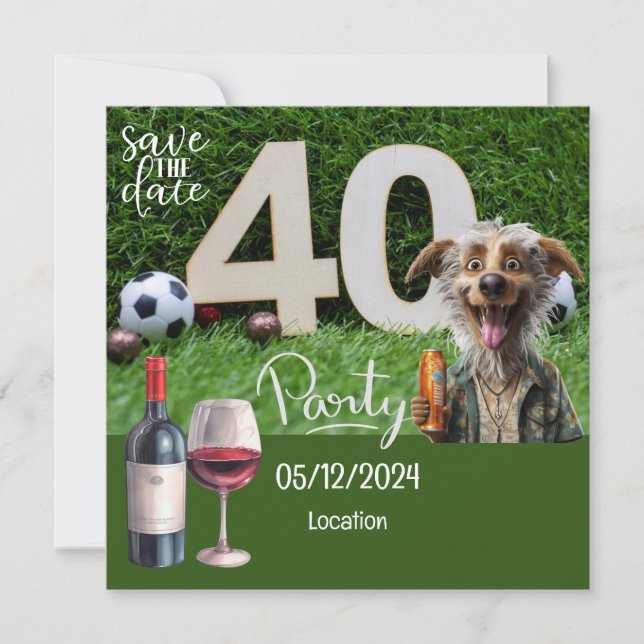 Fußball Save the Date 40. Geburtstag (Vorderseite)