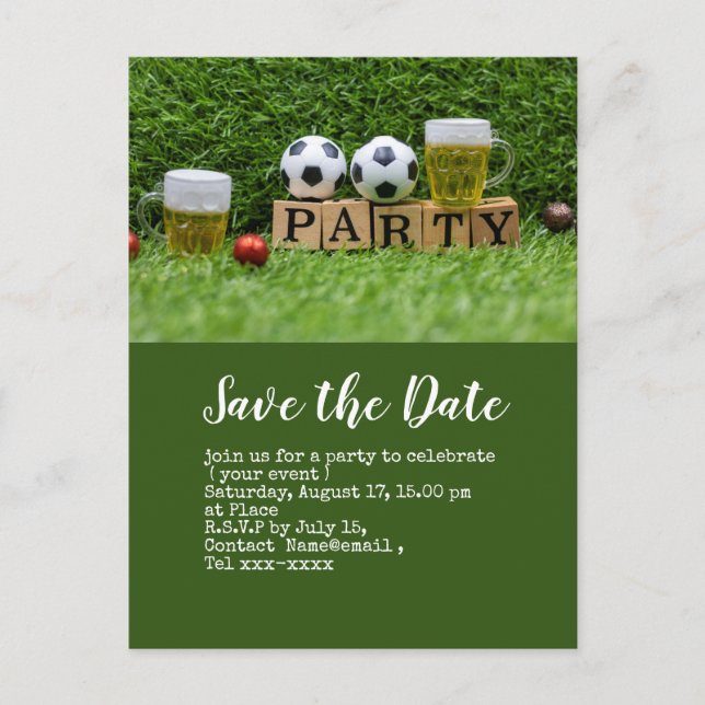 Fußball Save the Date für Begrüßungs-Party Postkarte (Vorderseite)