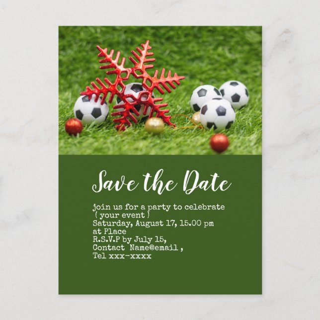 Fußball Save the Date mit Weihnachtsball Postkarte (Vorderseite)