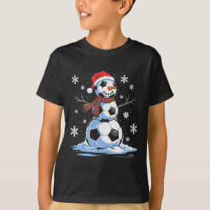 Fußball Schneemann Fußballspieler Santa Hut Weihna T-Shirt