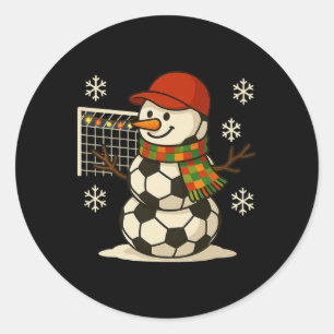 Fußball Schneemann Lustiges Weihnachten Xmas Süßer Runder Aufkleber