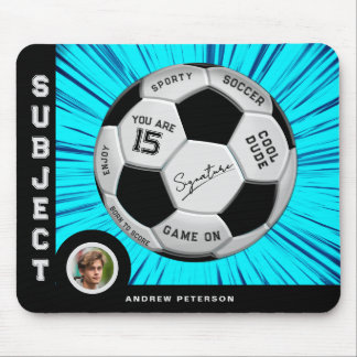 Fußball-Schriftart Blau Geburtstag fett editierbar Mousepad