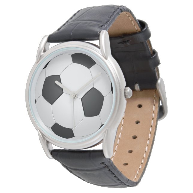 Fußball Schwarz und Weiß Classic Armbanduhr (Schrägansicht)