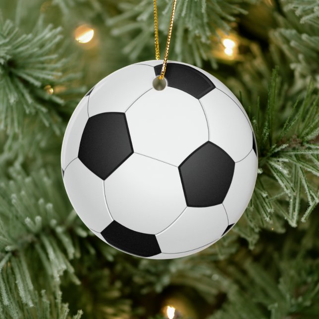 Fußball Schwarz und Weiß Classic Keramik Ornament (Baum)