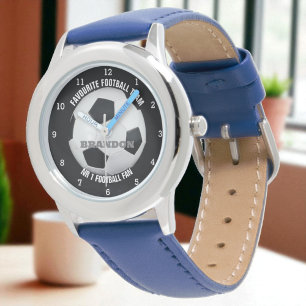 Fußball schwarzer stylischer benutzerdefinierter N Armbanduhr