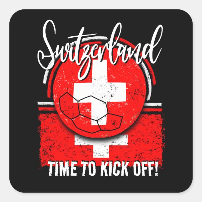 Fußball Schweiz Flagge, Schweizer Europameistersch Quadratischer Aufkleber (Vorderseite)