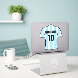 Fußball Shirt Design in LightBlue & White Streifen Aufkleber