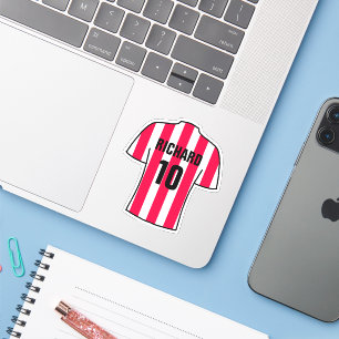 Fußball-Shirt-Design in Rot und Weiß Streifen Aufkleber