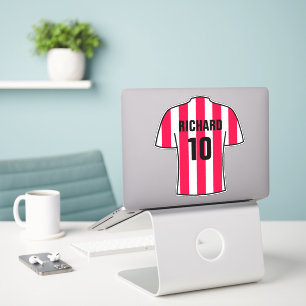 Fußball-Shirt-Design in Rot-Weiß-Streifen Aufkleber