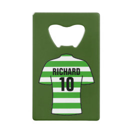 Fußball-Shirt im Grünen- und Weißabend Geldbeutel Flaschenöffner