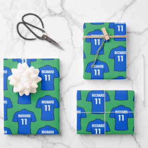 Fußball-Shirt in Blue Wrapping Paper Sheets Geschenkpapier Set