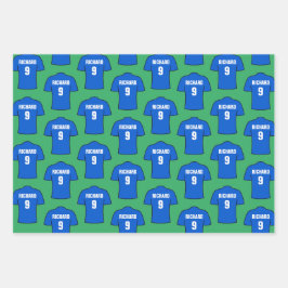 Fußball-Shirt in Blue Wrapping Paper Sheets Geschenkpapier Set