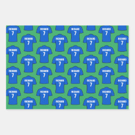 Fußball-Shirt in Blue Wrapping Paper Sheets Geschenkpapier Set