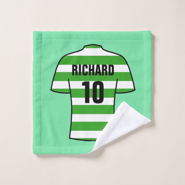 Fußball-Shirt in Green Hoops Wash Tuch (Waschlappen)