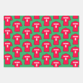 Fußball-Shirt in roten Umschlagpapier-Blättern Geschenkpapier Set