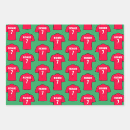 Fußball-Shirt in roten Umschlagpapier-Blättern Geschenkpapier Set