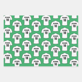 Fußball-Shirt in Weißverpackungspapierblättern Geschenkpapier Set