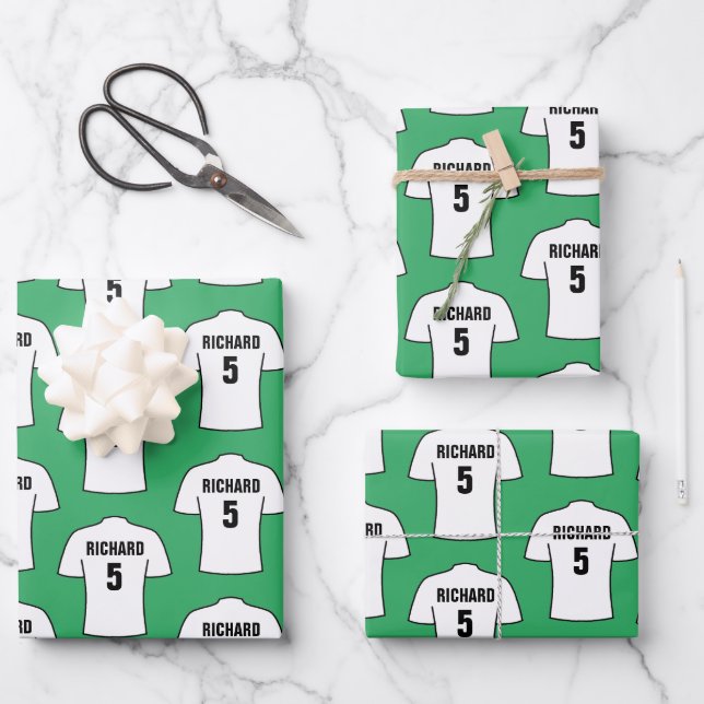 Fußball-Shirt in Weißverpackungspapierblättern Geschenkpapier Set (Vorderseite)