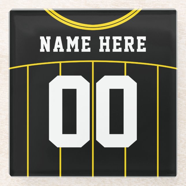 Fußball Shirt Name & Nummer Glasuntersetzer (Vorderseite)