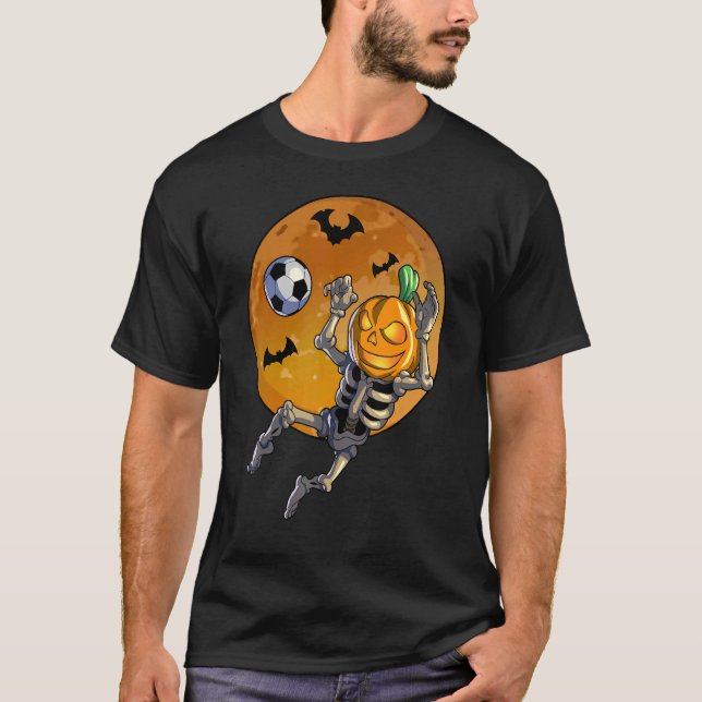 Fußball Skeleton Halloween Men Boys Fußball Hallow T-Shirt (Vorderseite)