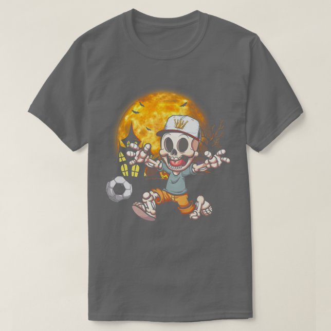 Fußball Skeleton Halloween Sport Bat Moon  T-Shirt (Design vorne)