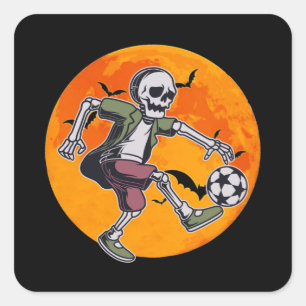 Fußball-Skelett - Halloween Quadratischer Aufkleber
