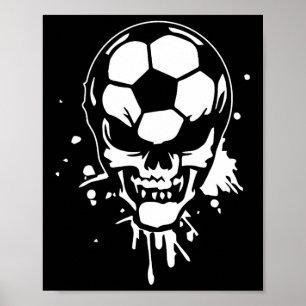 Fußball Skelett Lustiger Spieler Halloween Schädel Poster