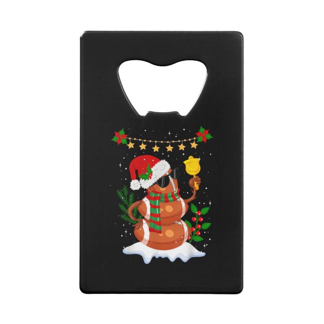 Fußball Snowman Weihnachtsmannmütze Frohe Weihnach Geldbeutel Flaschenöffner (Vorderseite)
