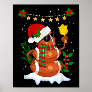 Fußball Snowman Weihnachtsmannmütze Frohe Weihnach Poster