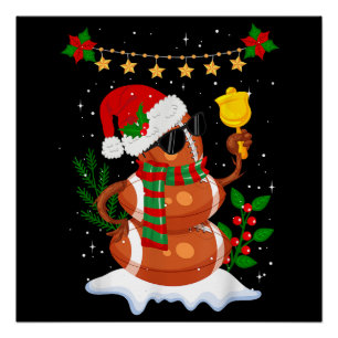 Fußball Snowman Weihnachtsmannmütze Frohe Weihnach Poster