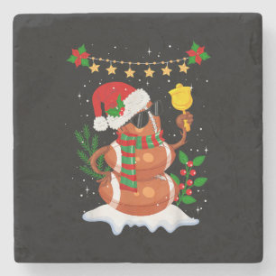 Fußball Snowman Weihnachtsmannmütze Frohe Weihnach Steinuntersetzer