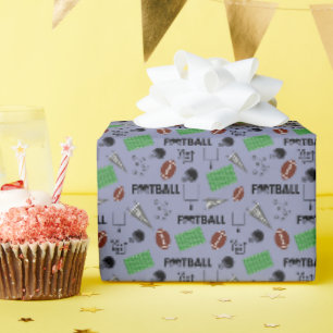 Fußball Spaß auf grau-blau Geschenkpapier