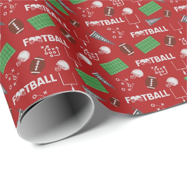 Fußball Spaß auf Rot Geschenkpapier (Rolleneckpunkt)