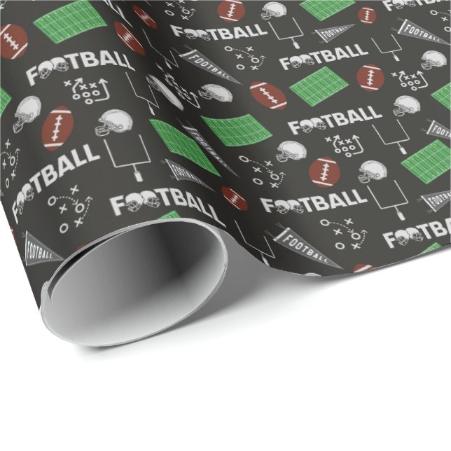 Fußball Spaß auf schwarz Geschenkpapier (Rolleneckpunkt)