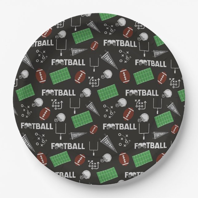 Fußball Spaß auf schwarz Pappteller (Vorderseite)