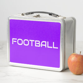 FUSSBALL Spaß Sleek White Text auf hell Lila Metall Brotdose