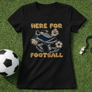 Fußball-Spiel-Tag-Cartoon-Stollenschuhe Hier für F T-Shirt
