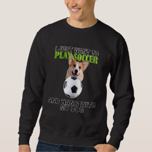 Fußball spielen mit Hund Pembroke Welsh Corgi häng Sweatshirt